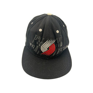 Portland Trail Blazers Hat Cap Snap Back Adidas Black Spell Out One Size Wool